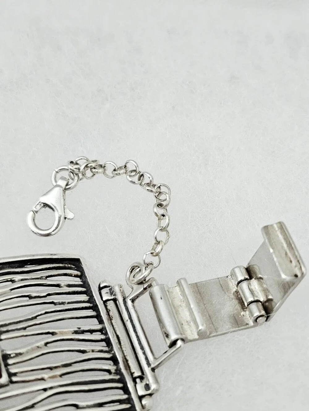 Silpada HTF Sterling Silver Cherry Quartz Square Textured Panel Bracelet B1189